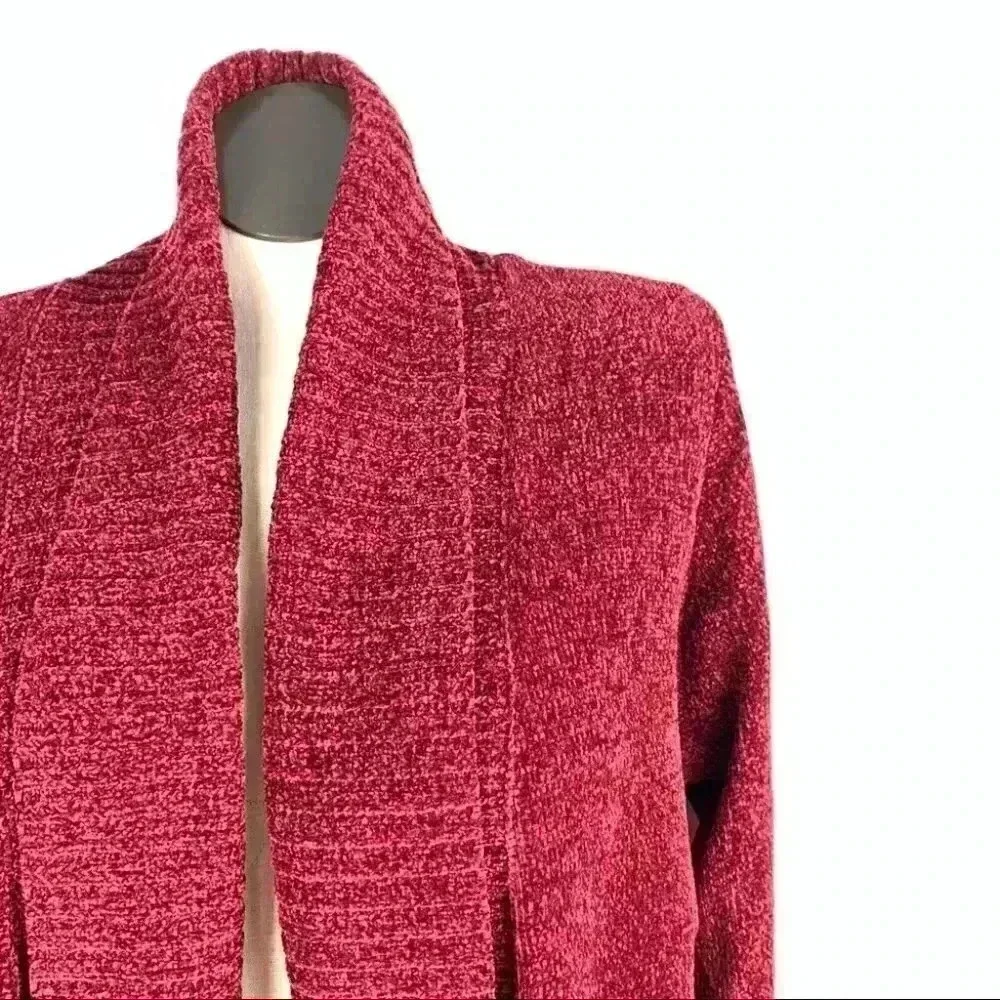 Seven Womens sweater size XXL red chenille open front cardigan